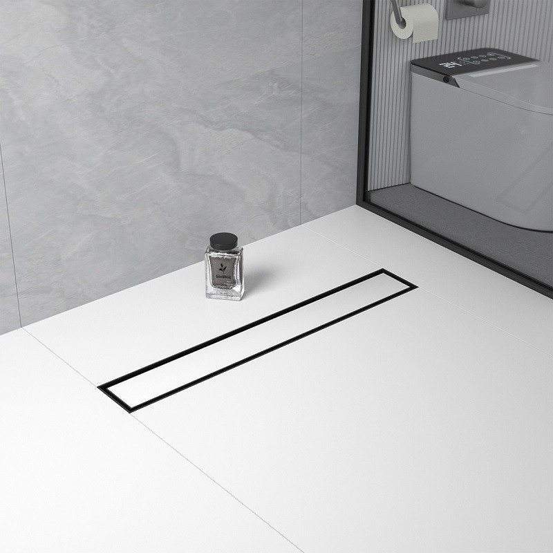 Линеен подов сифон W-Drain Onyx Flat 60, с възможност за вграждане на плочка, 60 см