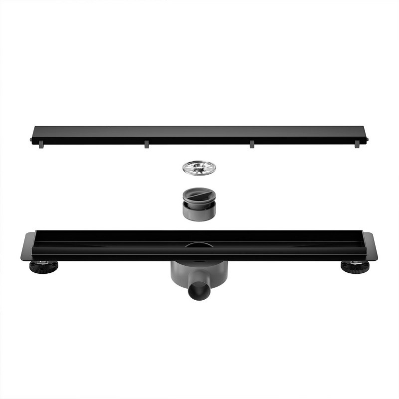 Линеен подов сифон W-Drain Onyx Flat 60, с възможност за вграждане на плочка, 60 см