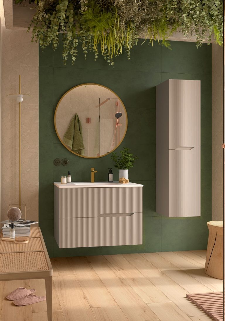 Мебел за баня от MDF Bamboo, Coycama, 60 см, мока мат