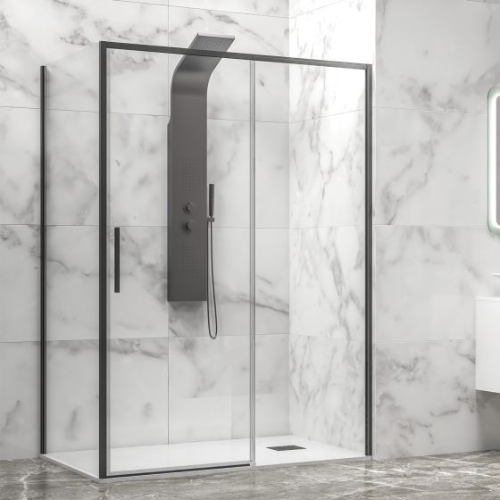 Правоъгълна душ кабина 90x120x200см LEA 400 + L3811, профил черен мат, Karag