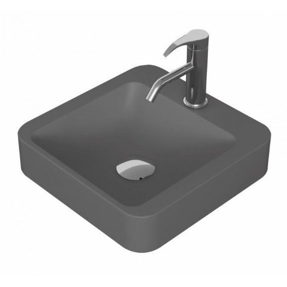 Мебел за баня с чекмедже и умивалник сив мат iStone Solid Surface