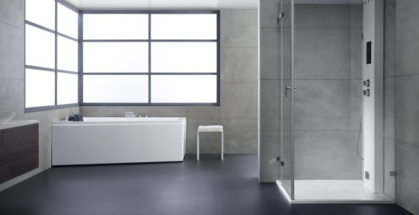 Хидромасажна вана с каскада и светещи джетове AWT GE105TSL R 180x130 см