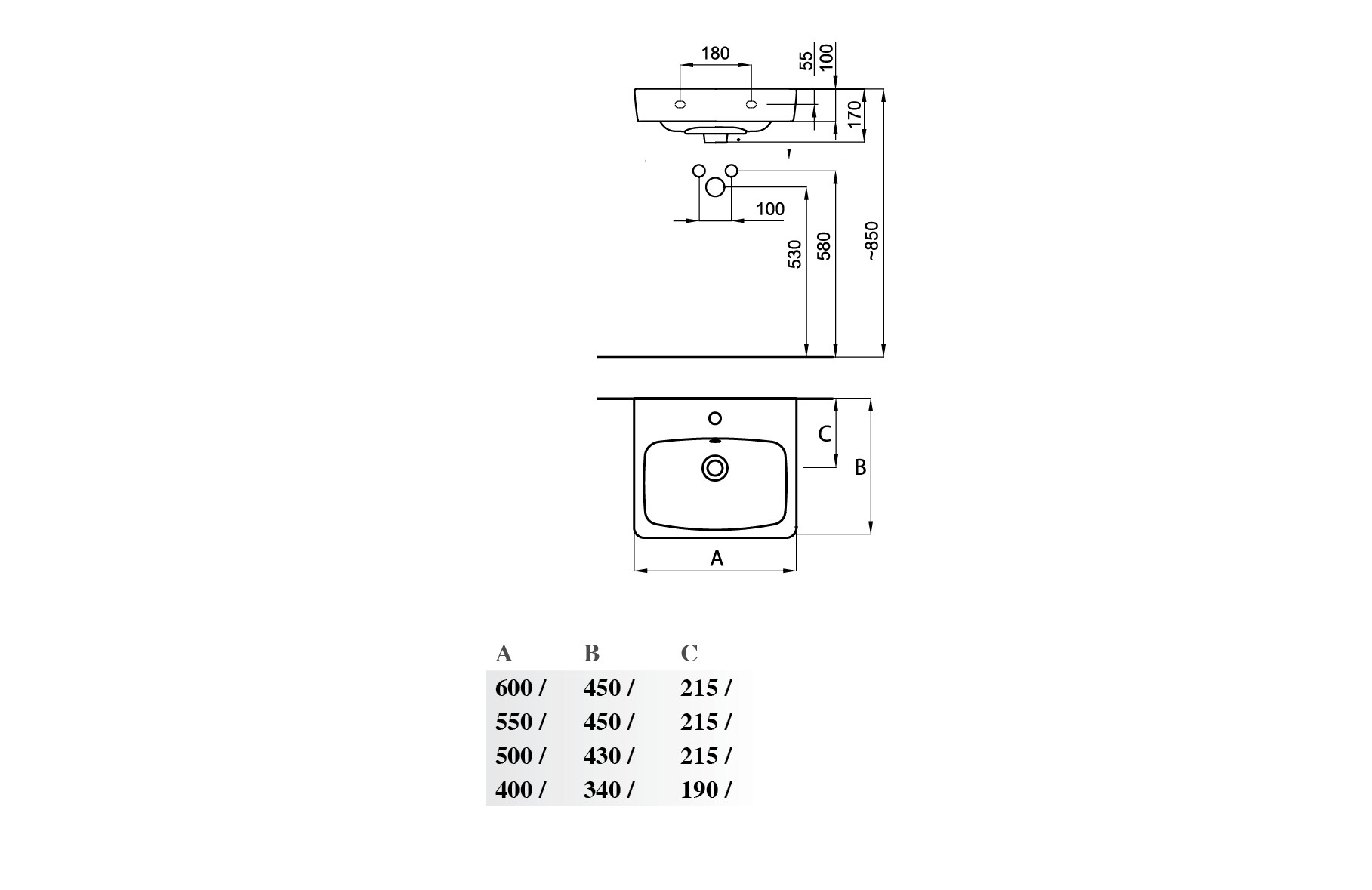 Умивалник HappySmart 550 Fayans