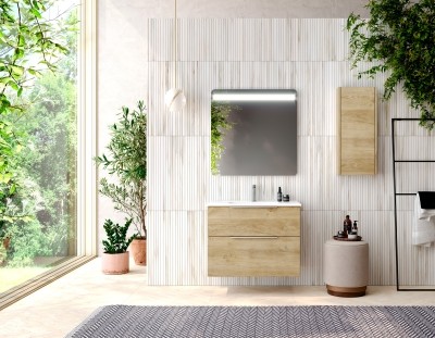 Мебел за баня от MDF с огледало Galsaky, Coycama, 100 см, сив бор