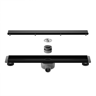 Линеен подов сифон W-Drain Onyx Flat 60, с възможност за вграждане на плочка, 60 см