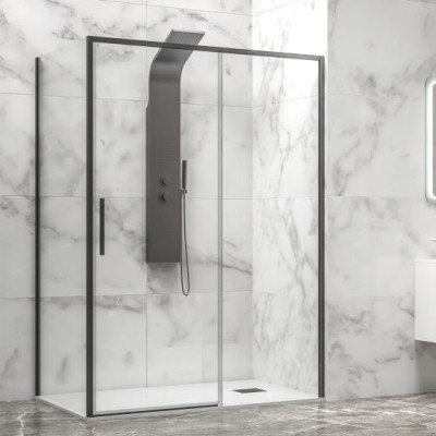 Правоъгълна душ кабина 70x110x200см LEA 400 + L3811, профил черен мат, Karag