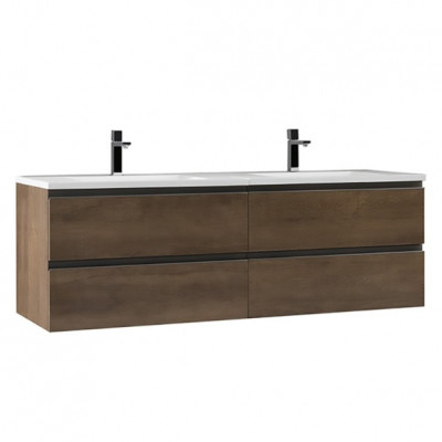 Мебел за баня 160x52 см, тъмен дъб MDF - StoneArt Design Monte Carlo MC-160...