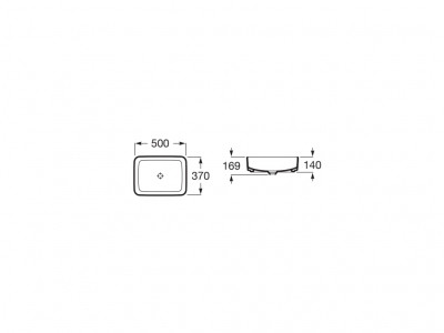 Умивалник върху плот Roca Inspira Square Fineceramic, 50см, Бял